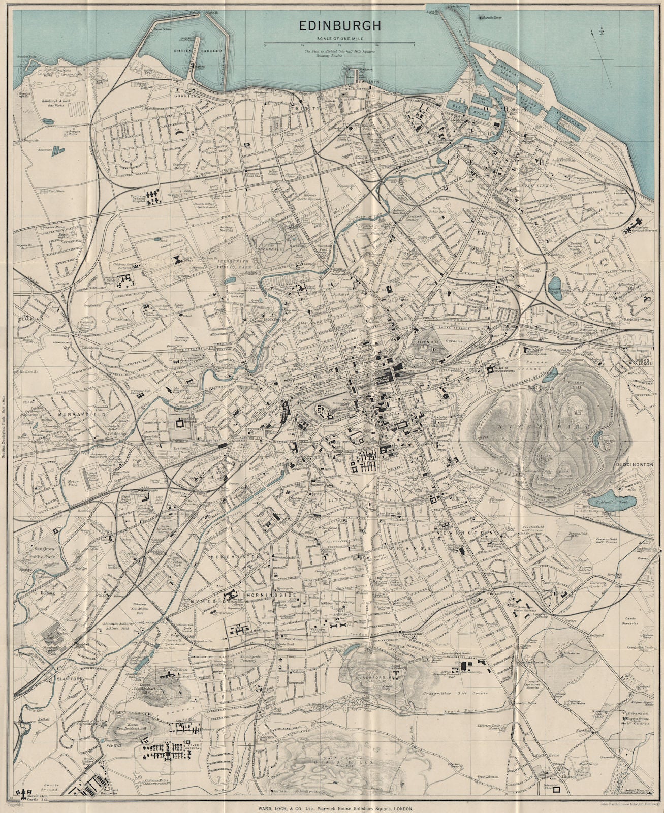 EDINBURGH vintage town/city plan. Scotland. WARD LOCK 1939 old vintage map